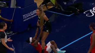 😂 Satou Sabally Argues With Ref While Helping Up Player She Fouled | Dallas Wings vs Indiana Fever