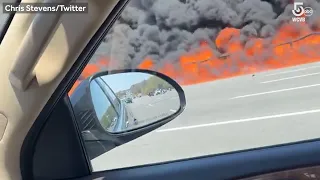 Fuel truck crashes on I-95, sparks massive blaze on New England bridge