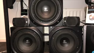 Logitech subs 22 hz bass test #logitech