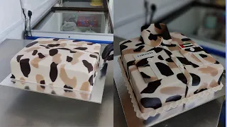 Making Army Uniform Cake Design. Full Fondant Army Cake Design.