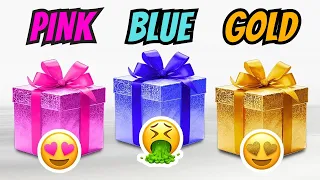 Choose your gift😍💖 Pink, Blue & Gold #3giftbox #pickonekickone #wouldyourather