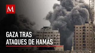 Cielo de día en Gaza tras los ataques de Hamás a Israel