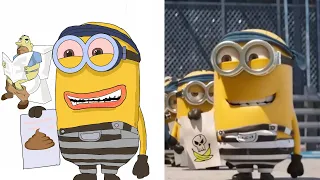 Dispicable me 3 funny drawing meme - tones and I  minions in jail scene - cartoon drawing