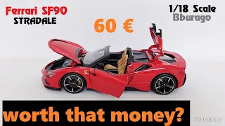 Model CAr diecast Ferrari SF90 Spider 1/18 Scale by Bburago