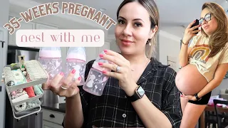 NEST WITH ME | 35 Weeks Pregnant, Mina Baie Emmy Mini Unboxing, Newborn Organization, Baby #3