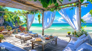 Beach Cafe Ambience with Smooth Bossa Nova Jazz Music & Ocean Wave Sounds for Relax, Stress Relief