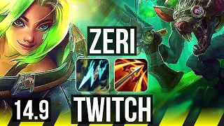 ZERI & Milio vs TWITCH & Blitzcrank (ADC) | 18/3/10, Legendary | EUW Diamond | 14.9