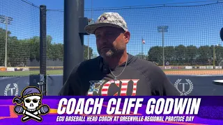 ECU Baseball Coach Cliff Godwin at NCAA College World Series Greenville Regional Practice Day