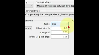 G*Power - Paired t test minimum sample size