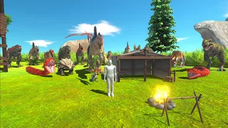 Dinosaur camping. Survival & Build a sturdy camp base! | Animal Revolt Battle Simulator
