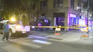 2 hurt after pickup truck crashes into Albany Park building