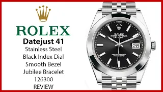 ▶ Rolex Datejust 41 Stainless Steel Black Index Dial Smooth Bezel Jubilee Bracelet 126300 - REVIEW