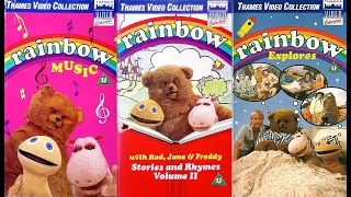 Rainbow - Music TV (8057), Stories and Rhymes Vol  2 (TV 8046) and Explores (TV 8075) 1989 UK VHS