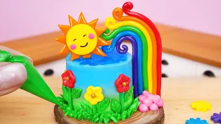 🌈 So Tasty Miniature Buttercream Rainbow Cake Decorating 🌞 | Best Rainbow Cake Recipe