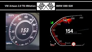 VW Arteon 2.0 TSI 4Motion VS. BMW 330i G20 - Acceleration 0-100km/h