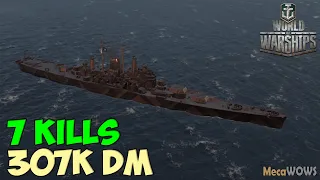 World of WarShips | Des Moines | 7 KILLS | 307K Damage - Replay Gameplay 4K 60 fps