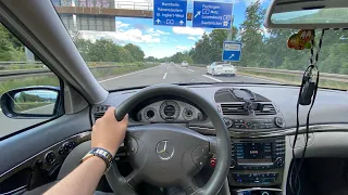 Mercedes Benz E-Class E320 CDI W211 TOP SPEED/ DRIVE ON GERMAN AUTOBAHN/ VS CARS/ BEST LONG DRIVE