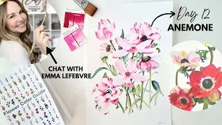 Flower Color Guide Summer Paint Party | Day 12: PINK Anemone Flower and chat with Emma Lefebvre