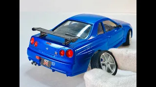 Сборка автомобиля Nissan GTR R34 Tamiya, полная сборка, шаг за шагом 1/24