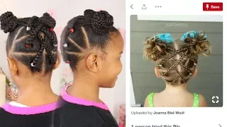 Pinterest Inspired Hairstyle  | Braided Up-do + Buns ▸ Kids Hair