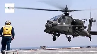 UH-60 Black Hawk and AH-64D Apache Landing On USS Ponce