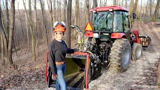 #723 SHE WORKS FROM HOME! Firewood and Chipping Brush Piles