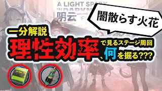 【一分解説】オムニバスイベント「闇散らす火花」は○○を掘るのがお得！ステージ理性効率計算 ボイロ解説  アークナイツ/Arknights