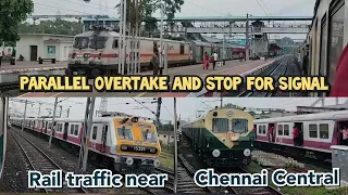 Cat and Rat Race Between Chennai Local Trains Near Chennai Central..... 12686 Waiting for Clearance