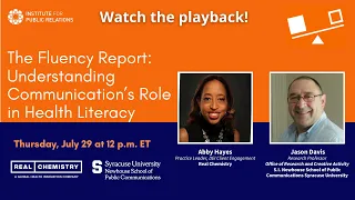 IPR Webinar: The Fluency Report: Understanding Communication’s Role in Health Literacy