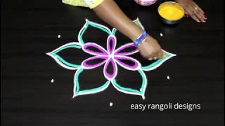 5 dots creative color kolam   || easy rangoli designs ||  Sri ramanavami muggulu