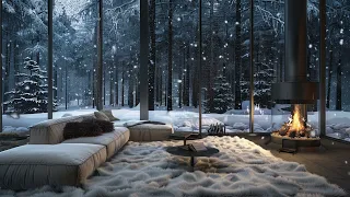 Deep Sleep in a Cozy Winter Hut | Relaxing Fireplace Crackling, Blizzard, Wind & Snowfall Sounds