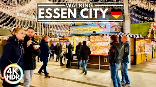 🇩🇪 ESSEN, Germany - Christmas Lights Night Walk 2021 ✨ 4K HDR Walking Tour