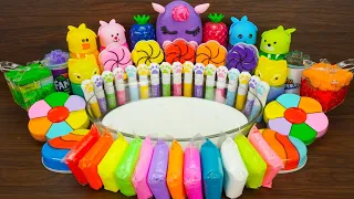 SPECIAL RAINBOW COLORS! Mixing Clay and Random Things into Glossy Slime★Satisfying Slime Video #193