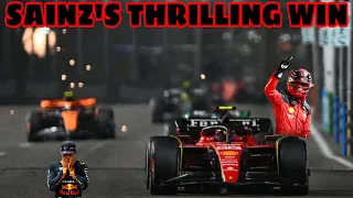 Carlos Sainz holds off Norris, Russell & Hamilton to win Singapore GP, Verstappen win streak ended