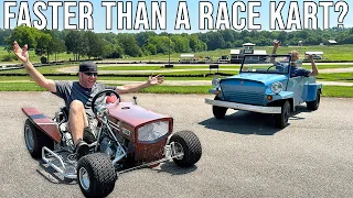 Suzuki GS450 Lawn Mower Hits the Track | Racing Mower Full Send!