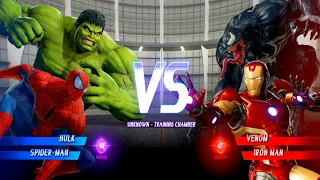 Hulk & SpiderMan Vs Venom & Iron Man  (Very Hard)AI Marvel vs Capcom Infinite