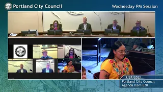 Portland City Council Meeting PM Session 09/27/23