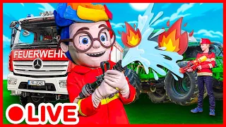 🔴 LIVE | BIG CARS, FIRE TRUCKS AND MONSTER TRUCKS 🚒 Kids Pretend To Play Compilation