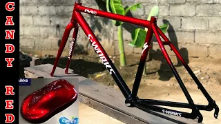 Candy Red on RoadBike frame-set D.I.Y Repaint Tutorial | Customized Paint