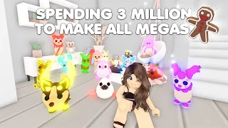 Spending 3 MILLION GINGERBREAD To make ALL MEGA NEON Winter pets in Adopt me!