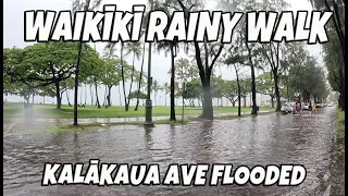 Waikiki Rainy Walk | Kalakaua Ave Flooded | Virtual Hawaii Tour | Places to Visit in Hawaii May 18