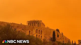 Video shows Athens landmarks shrouded in orange dust