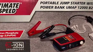 Power bank  z Lidla Ultimate Speed . Rozruch do Auta  Portable Jump Starter With UMAP 12000 B2.