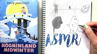 ASMR Sketching Sounds and Reading a Moomin Book || Soft Spoken (Finnish Accent)