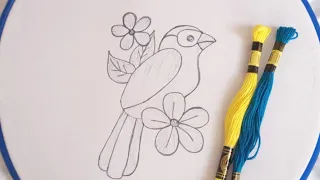 Hand embroidery design of a bird using very simple stitches l  Beautiful parrot 🦜embroidery