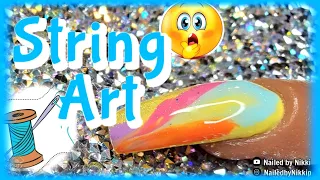 Trying STRING ART for the 1st time 😱 | Nail Art Trends 💅🏾