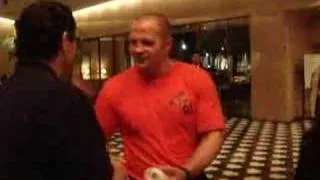 Fedor Greeting Jacob "Stitch" Duran after his title defense against Cro-Cop.