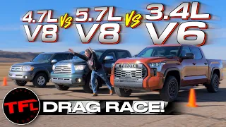 Three Generations of Toyota Tundra Drag Race & MPG Surprise: That WAS NOT Supposed to Happen!