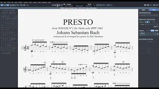 BACH - BWV 1001 - PRESTO - arrangement for classical guitar
