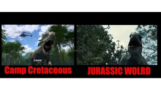 Jurassic World VS Camp Cretaceous | Scene from Indominus Rex and the Helicopter |